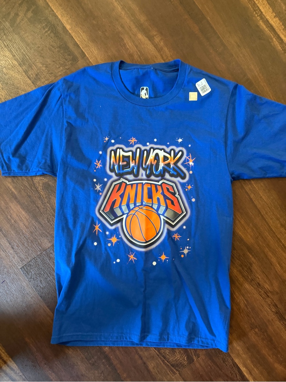 NBA Blue New York Knicks Graphic Tee with Orange Accents